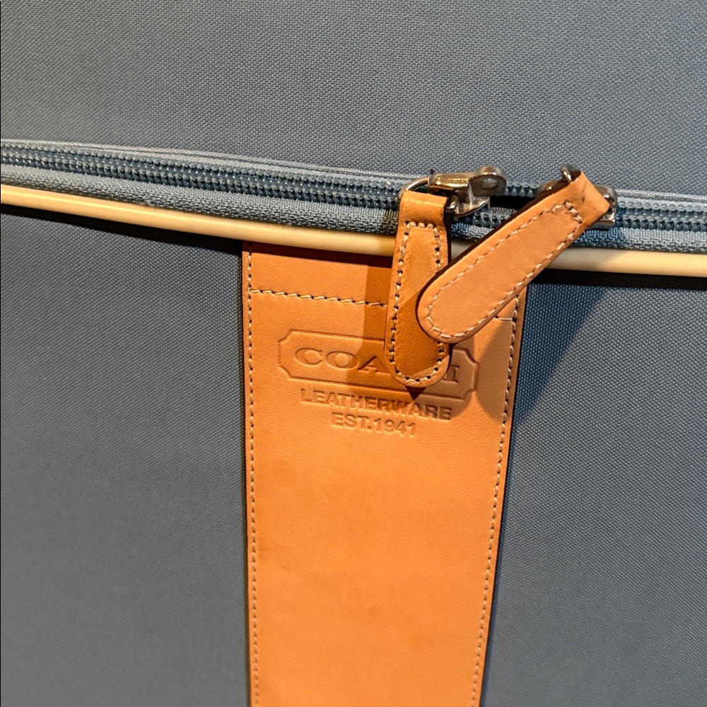 Coach Blue Canvas Heritage Stripe Rolling Luggage Suitcase - Picture 3 of 9